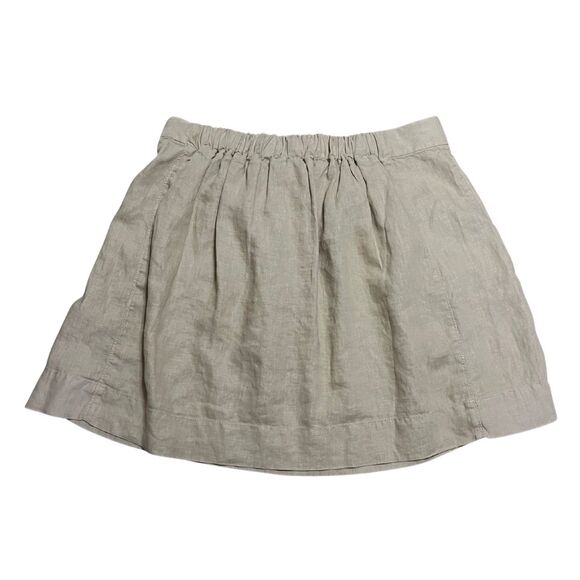 J.CREW 100% LINEN KHAKI A-LINE MINI SKIRT, DRAWSTRING ELASTIC WAIST WITH BEACHY - Picture 8 of 8